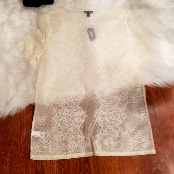 Express eyelash lace style T-Shirt top size small new with tags - Picture 3 of 5